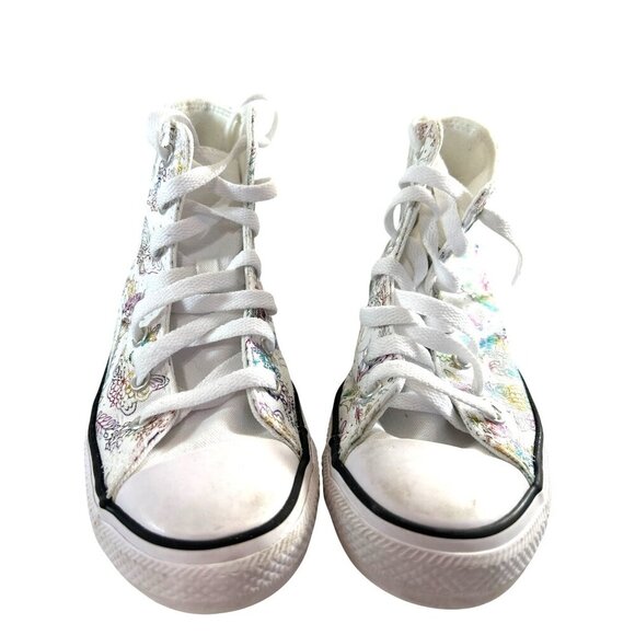 Converse Other - Converse Girls High Top Sneakers White/Multicolored Butterflies Size 3
